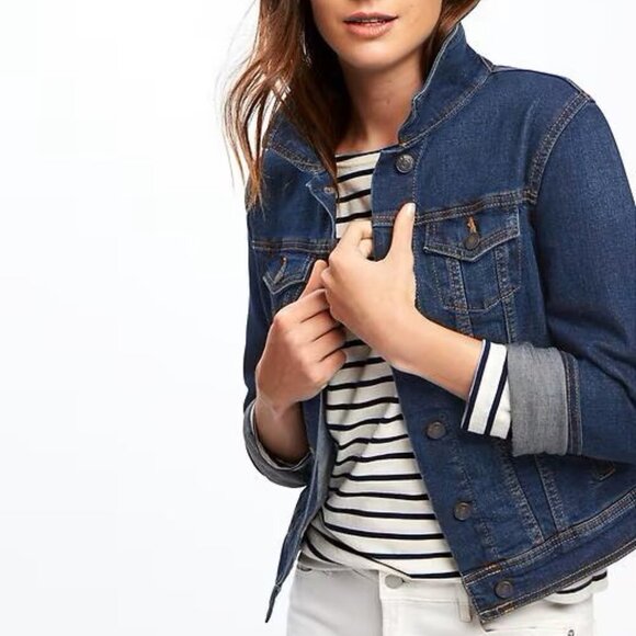 Old Navy Jackets & Blazers - Old Navy Denim Jean Jacket Dark Wash Classic Staple Boxy Fit Button Size Medium